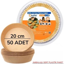 Gees Global 50 Adet 20 cm Air Fryer Pişirme Kağıdı Tek Kullanımlık Yağ Geçirmez Yuvarlak Tabak Model Pvc