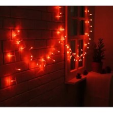 Twin Store 10M 100 LED Damla Uçlu Kırmızı Işık Şeffaf Kablo