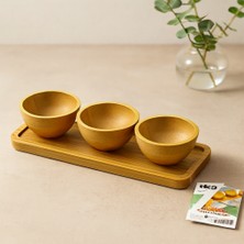 Uravas Store Bambu Tepsili 3'lü Çerezlik Lokumluk Seti