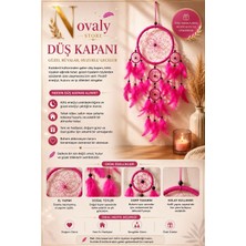 Novaly Store El Yapımı Fuşya Pembe Düş Kapanı – Bohem Duvar Dekoru, Tüylü Dream Catcher, Ev ve Oda Süsü