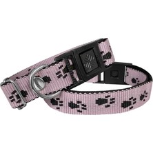 Renas Store Köpek Tasması Patili Dokuma 2 cm - Min: 30 cm - Max: 50 cm Açık Pembe