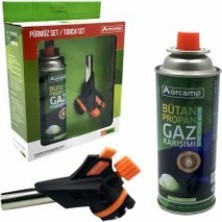 Renas Store Orcamp 2pcs Pürmüz ve Torch Seti Pürmüz Torch Çakmak Başlık Kamp Gazı 227GR/400ML