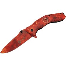 Renas Store Skel 7000B Kamp Çakı 20 cm - Kırmızı Iskelet Desenli, Otomatik