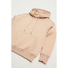 Nike Sportswear Phoenix Fleece Kadın Kapüşonlu Oversize Bej Sweatshirt Düz Desenli Rahat Kesim