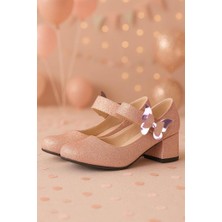 Hapshoe Kids Winx Pudra Işıltılı Kelebekli Kız Çocuk Topuklu Ayakkabı