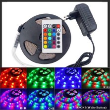 Renas Store Rgb Şerit 5 Metre 16 Renkli Kumandalı Adaptörlü Çift Taraflı Bant