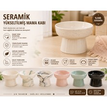 Renas Store Yüksek Altlıklı Oval Seramik  Su Kabı 250 ml Çeşitli Renklerde
