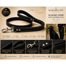 Renas Store Hakiki Deri Köpek Gezdirme Kayışı Siyah 100 cm Yumuşak Doulu Tutma Saplı