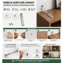 Renas Store 4 Adet - Kendinden Yapışkanlı Mobilya Sabitleme Aparatı Deprem ve Çocuk Güvenlik Kilidi