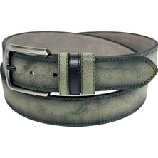 S.S. Süzer Deri Haki Yeşil Süet Suni Deri Çift Dikişli Model 4 Cm.lik Unisex Spor Kemer - 9010-10