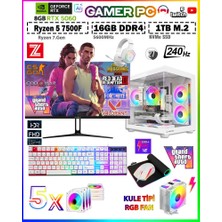 Zeiron Warrior Mini X55 White Pro⚡R5 7500F⚡16GB⚡DDR5⚡1TB M.2 SSD⚡RTX5060⚡27" 240Hz Kule Tipi Fan Premium Oyuncu Bilgisayar