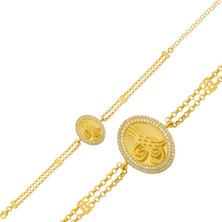 Hanno Telkari Gümüş Gold Tuğralı Bayan Bileklik