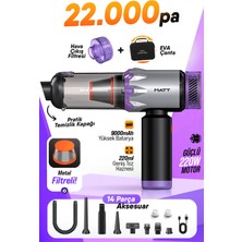 Renas Store Şarjlı Araç Içi Süpürge Metalik Renk 220ML 22.000PA Vakum Gücü 2 Yıl Garantili - Yok Hepa Filtre