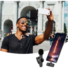Renas Store Type C Uyumlu Iphone Dönüştürücülü Kablosuz Yaka Mikrofonu Android ve Iphone Uyumlu Mini Mikrofon (5528)