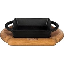 Renas Store Lava, Pişirme Kabı, Lv Eco P Tv 1212 K4, Kare Teller ve Ahşap Altlık, Ölçüler 12 x 12 Cm, Dökme Demir, Siyah