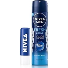 Renas Store Men Erkek Sprey Deodorant Fresh Active 150ML ve Original Care Renksiz Dudak Bakım Kremi