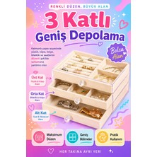 Renas Store Kadife Kaplamalı Şeffaf Takı Kutusu Çekmeceli Saat Yüzük Kolye Organizeri