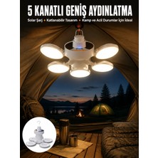 Renas Store Kamp Lambası Işıldak Beyaz Işık Güneş Enerjili Solar Aydınlatma 5 Kanatlı Katlanabilir Yeni Nesil