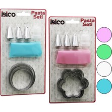 Renas Store 8pcs Pasta Süsleme Seti - 3-Kurabiye Kalıp=yuvarlak - Çiçek 1-Krema Torbası - 3-Metal+1-Pls.uç