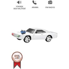 Renas Store Beyaz Araba Tasarım Bluetooth Özellikli USB Aux Fm Radyo ve LED Işıklı Nostaljik Hoparlör
