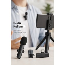 Renas Store Kablosuz Yaka Mikrofonu Usb-C ve Lightning Adaptörlü Telefon Uyumlu Kompakt Ses Kiti