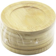Renas Store Yuvarlak= Çap: 9.7cm 6pcs Bambu - Ahşap Çay Tabak