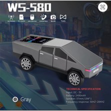 Renas Store Şarjlı Araba Tasarımlı Gri Bluetooth Hoparlör 15W Fm Radyo Sd Kart USB Destekli 2 Yıl Garantili