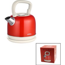 Renas Store Sinbo Demlik Kettle Su Isıtıcı - Kırmızı - 2.2 Litre - Çelik - Retro Görünüm