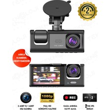 Renas Store 1080P Dash Cam Full Hd Araç Içi Kamera Ön Arka ve Iç Kayıt 3 Kamera Gece Görüşlü G Sensör Geniş Açı