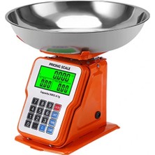 Renas Store 30KG 1g Dijital Kefeli Terazi Pilli ve Adaptörlü Elektronik Tartı, Paslanmaz Çelik Tepsili Tutar Hesaplama Turuncu