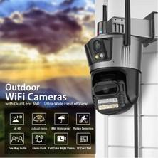 Renas Store 4mp 4K Ultra Hd Çift Lens Ip Kamera Hareketli Dış Mekan Gece Görüş Su Geçirmez Wifi 2 Yıl Garantili