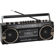 Renas Store Bluetooth Özellikli Siyah Nostaljik Radyo Kaset Çalar USB Sd Fm Radyo 2 Yıl Garantili
