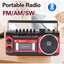 Renas Store Kırmızı Bluetooth Özellikli Fm Radyo USB Mp3 Çalar Kaset Çalar Nostaljik Müzik Seti