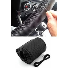 Renas Store Toyata ile Uyumlu Corolla Efsane Kasa Dikmeli Direksiyon Kılıfı Noktalı Siyah (38×10CM)
