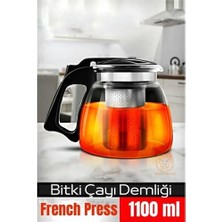 Renas Store Transformacion Süzgeçli French Press Cam Demlik 1100 ml Bitki Çayı Demliği 722243