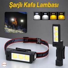 3 LED Kafa Feneri Kafa Lambası 10W Uzun Menzil USB Şarjlı Ledli Işık Su Geçirmez Kamp El Feneri