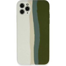 Renas Store Apple iPhone 11 Pro Kılıf Ebruli Lansman Silikon - Beyaz-Yeşil