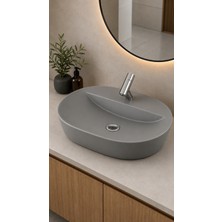 Lapino TEZGAH ÜSTÜ LAVABO 60*45 CM ELEGANCE  MAT GRİ ESV-4360-2041