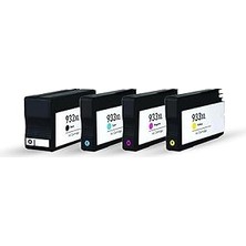 Renas Store Hp Uyumlu Muadil Kartuşlar, 1 Takim (4 Adet) Bk Hp 932XL/933XL Uyumlu Kartuşlar - Hp 6700/6100/ 7510/7110/ 7610/7612 Uyumlu