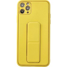Renas Store Apple iPhone 11 Pro Max Kılıf Coco Deri Standlı Kapak - Sarı