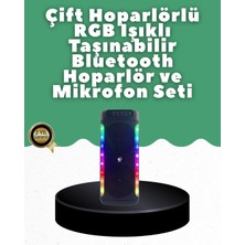 Renas Store Yüksek Ses Güçlü Kablosuz Hoparlör Karaoke Mikrofonlu