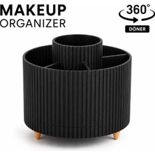 Vendly Masa Üstü Çok Amaçlı 360 Derece Dönen Organizer – Dekoratif Ürün 20X20 cm Siyah