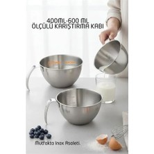 Renas Store Inox Çelik Profesyonel Ölçülü Karıştırma Kabı Seti -400-600 ml Sos & Hazırlık Şefi Serisi