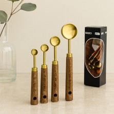 Renas Store Altın Renk Metal 4'lü Ölçü Kaşık Seti (15ML, 5ml, 2.5ml, 1.25ML)
