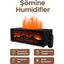 Renas Store Şömine Tasarımlı Ultrasonik Buhar Makinesi: 150 ml Kapasiteli ve Kumandalı Aroma Difüzörü