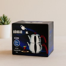 Renas Store Mini Çelik Çaydanlık Seti 0.75L+1.35L Kendinden Süzgeçli Bakalit Kulplu