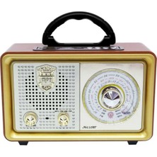 Renas Store Bluetooth Özellikli Ahşap Nostaljik Radyo USB Aux Fm Radyo Hafıza Kartı Destekli Kahverengi