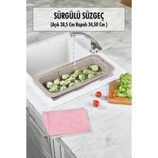 Renas Store Lavoba Içi Sürgülü Açılır Kapanır Sebze Meyve Süzgeci Vizon (Açık 38,5 cm Kapalı 34,50 cm )