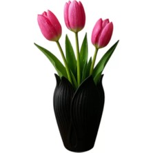 Vendly Lotus 3D Dekorati̇f Vazo cm Siyah