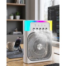 Renas Store Su Püskürtmeli Mini Klima Fan USB Şarjlı Masaüstü Soğutucu Rgb Işıklı
